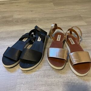 Steve Madden Black and Gold Sandals Modern Minimalist Design